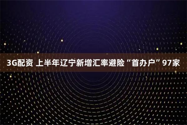3G配资 上半年辽宁新增汇率避险“首办户”97家